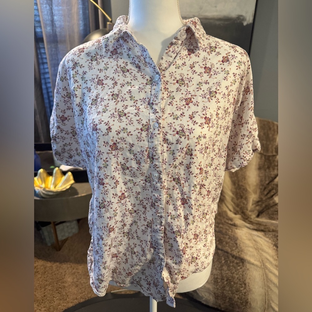 Gloria Vanderbilt Floral Button Down Blouse Large Cottagecore